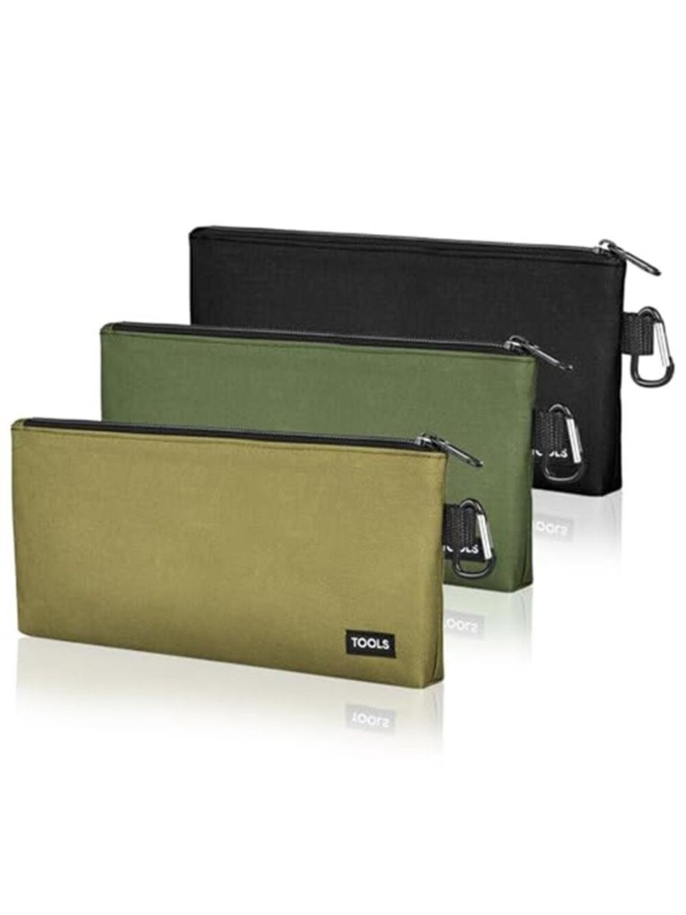 3 Pack Tool Pouch Zipper Bags Small Storage Organizer Pouches With Carabiner Set